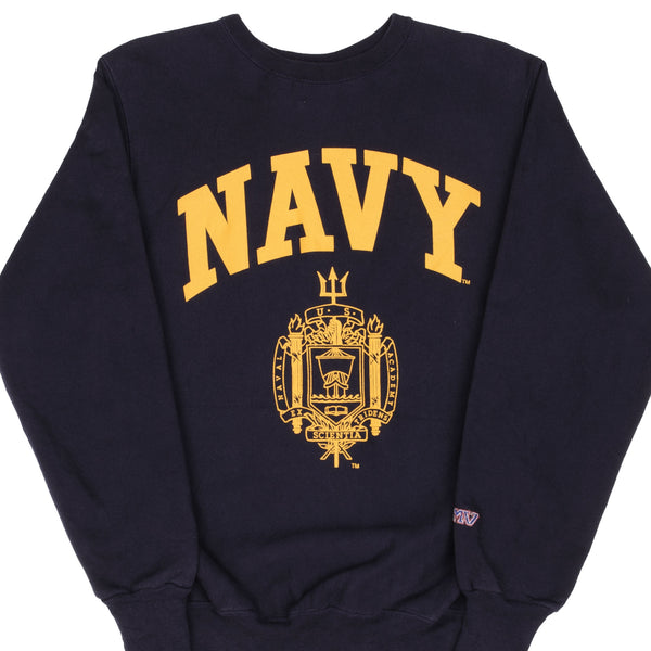 Vintage Usn Us Navy Reverse Weave Blue MV Pro Weave Sweatshirt Size Small Made In Usa