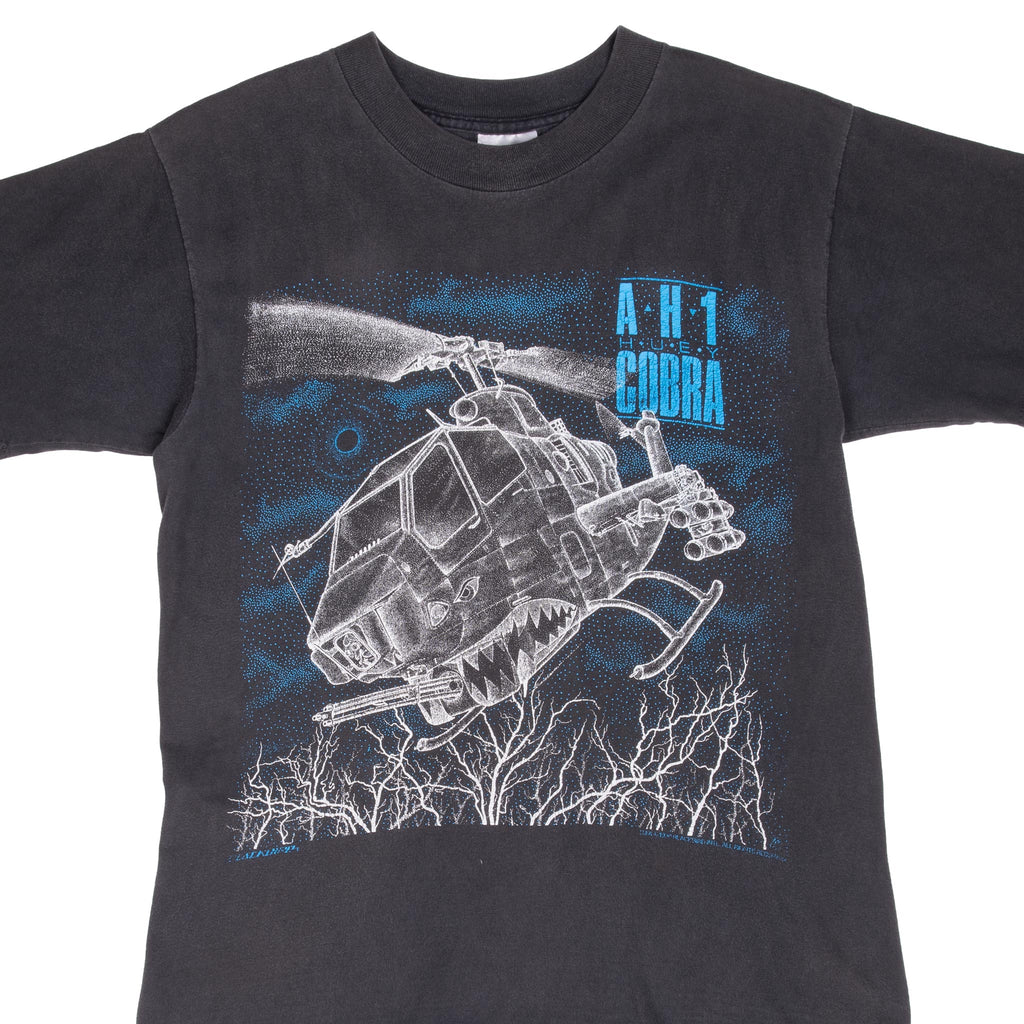 Vintage Ah1 Huey Cobra Helicopter Tee Shirt 1990S Medium Made In Usa With Single Stitch Sleeves





