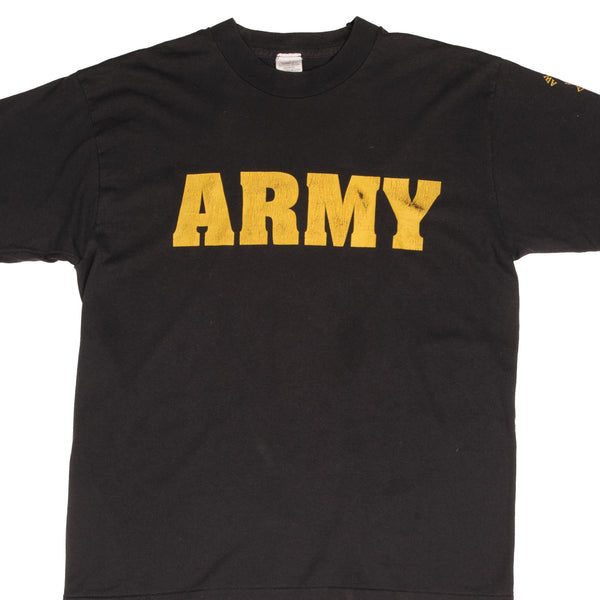 Vintage First Jump Us Army Second College Tee Shirt 1990S Size Large Made In USA With Single Stitch Sleeves