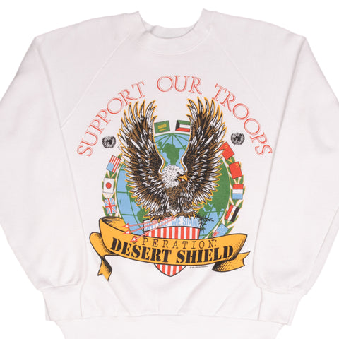 Vintage Us Army Operation Desert Shield Sweatshirt 1991 Size Large Made In Usa