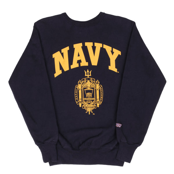 Vintage Usn Us Navy Reverse Weave Blue MV Pro Weave Sweatshirt Size Small Made In Usa