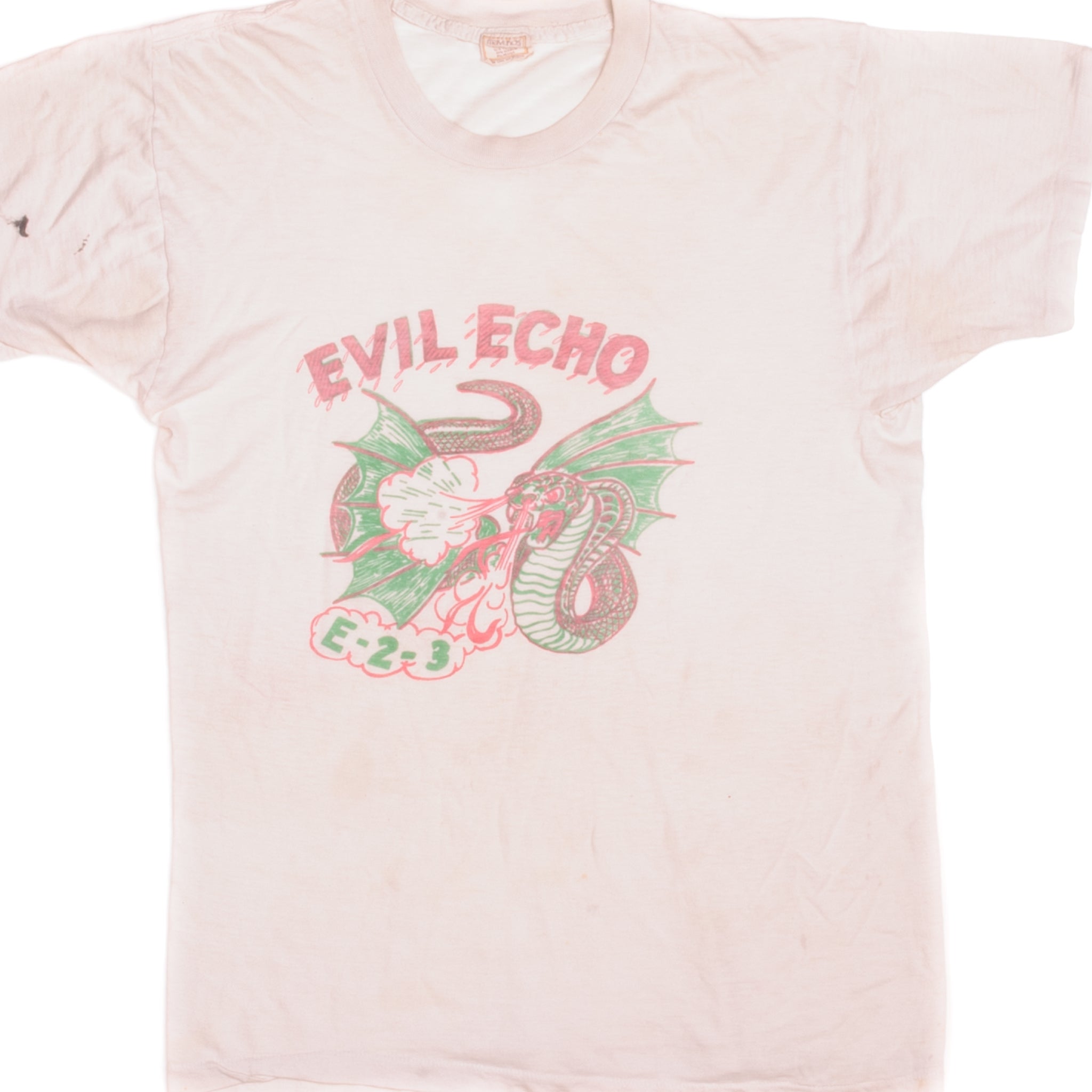 Vintage Evil Echo E-2-3 Tee Shirt Size Small Made In USA With Single Stitch Sleeves.